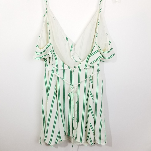 PRIVACY PLEASE Atlantis Ruffle Front Mini Dress in Green Stripe Size Large L - Picture 5 of 6